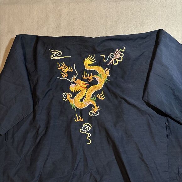 Vintage Kimono Shirt‎ Embroidered Dragon Size Large - Picture 1 of 12